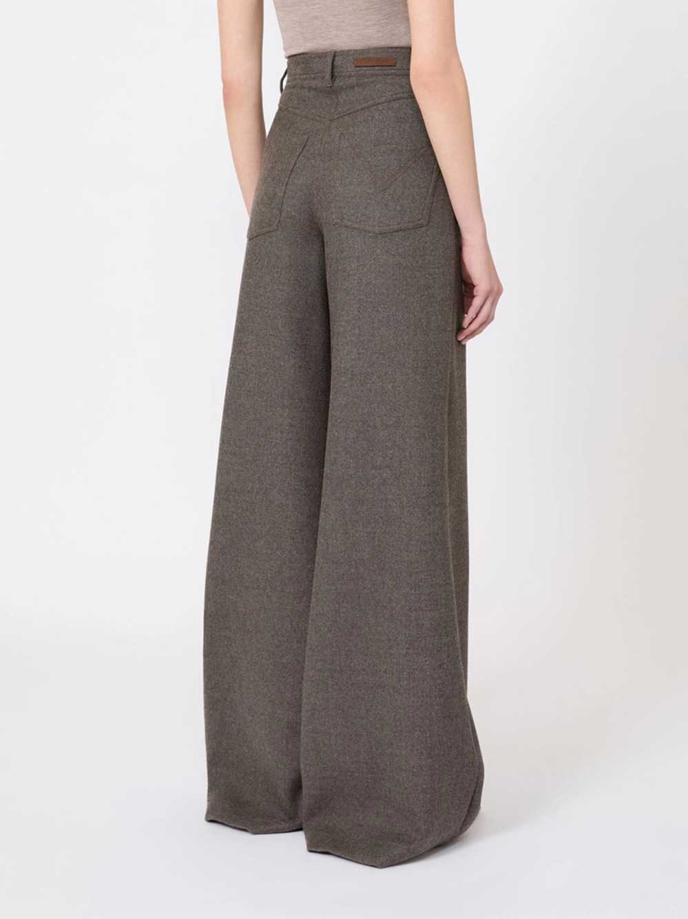 MAX MARA Max Mara Women Wide-Leg Felted Wool Trousers - Brown-Grey