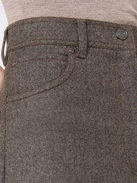 MAX MARA Max Mara Women Wide-Leg Felted Wool Trousers - Brown-Grey
