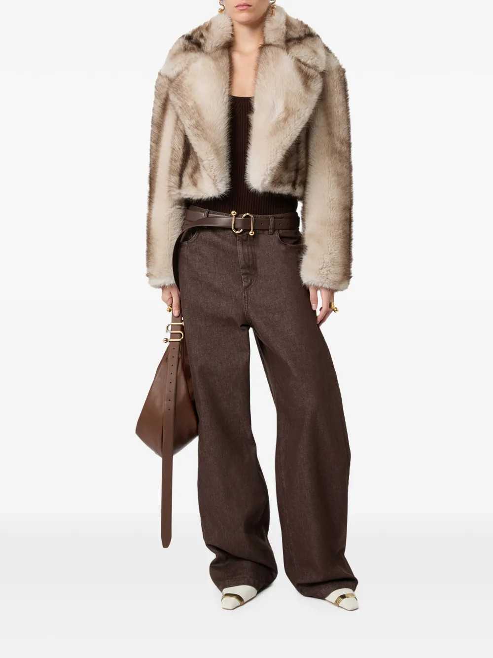 Sportmax Women Cropped Furry Jersey Jacket