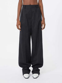 Sportmax Women Stretch Wool Trousers With Pleats - Black
