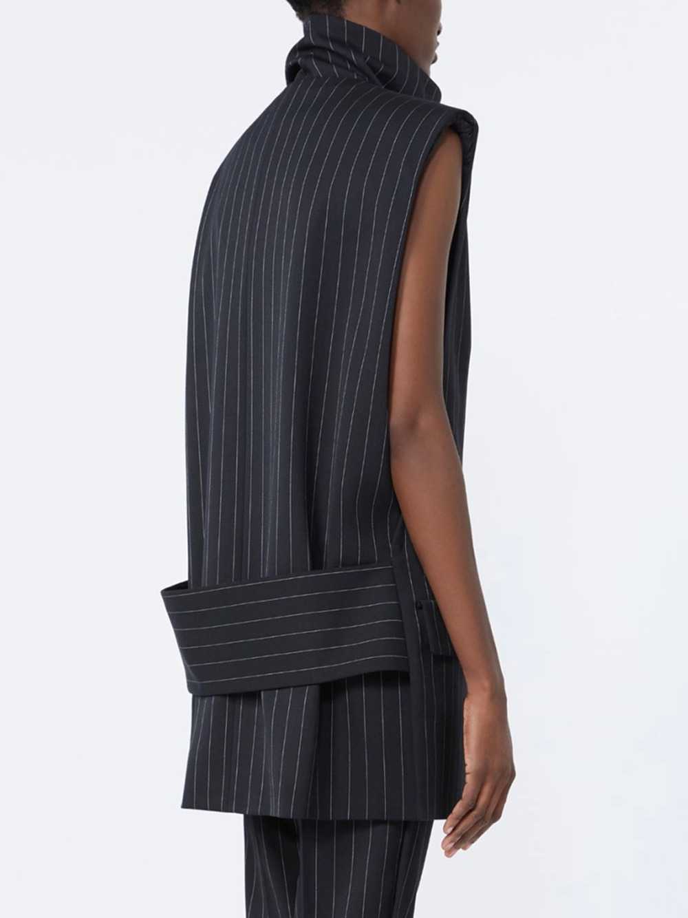 Sportmax Women Pinstriped Wool Sleeveless Jacket - Black