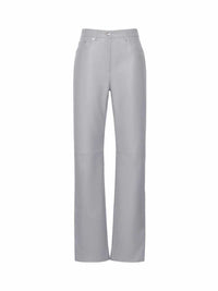 Sportmax Women 5-Pocket Leather And Suede Trousers – Medium Grey