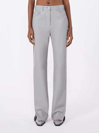 Sportmax Women 5-Pocket Leather And Suede Trousers – Medium Grey