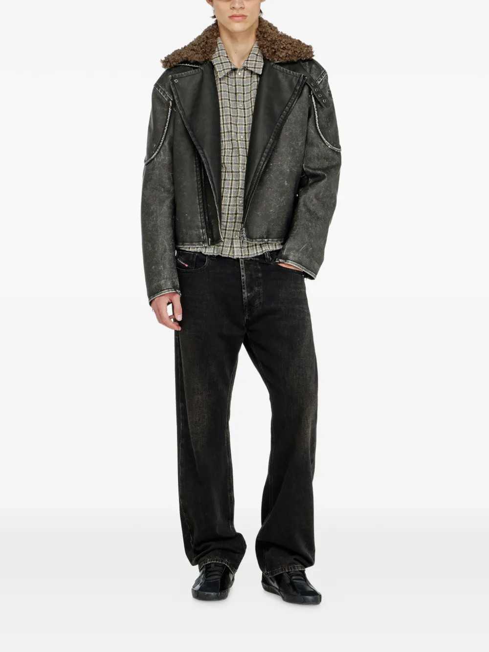 DIESEL Diesel Men Biker Jacket With Detachable Collar