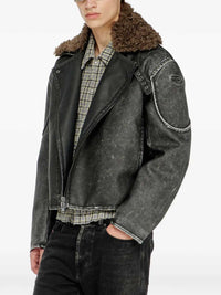 DIESEL Diesel Men Biker Jacket With Detachable Collar