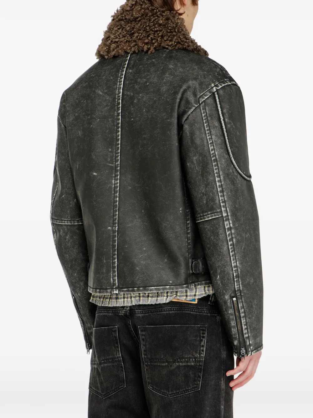 DIESEL Diesel Men Biker Jacket With Detachable Collar