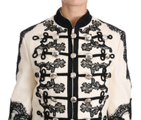 Dolce & Gabbana Dolce & Gabbana White Wool Black Floral Baroque Women's Jacket