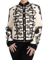 Dolce & Gabbana Dolce & Gabbana White Wool Black Floral Baroque Women's Jacket