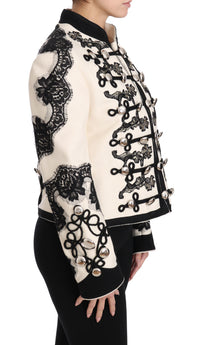 Dolce & Gabbana Dolce & Gabbana White Wool Black Floral Baroque Women's Jacket