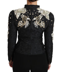 Dolce & Gabbana Dolce & Gabbana Black Jacquard Crystal Floral Women's Jacket