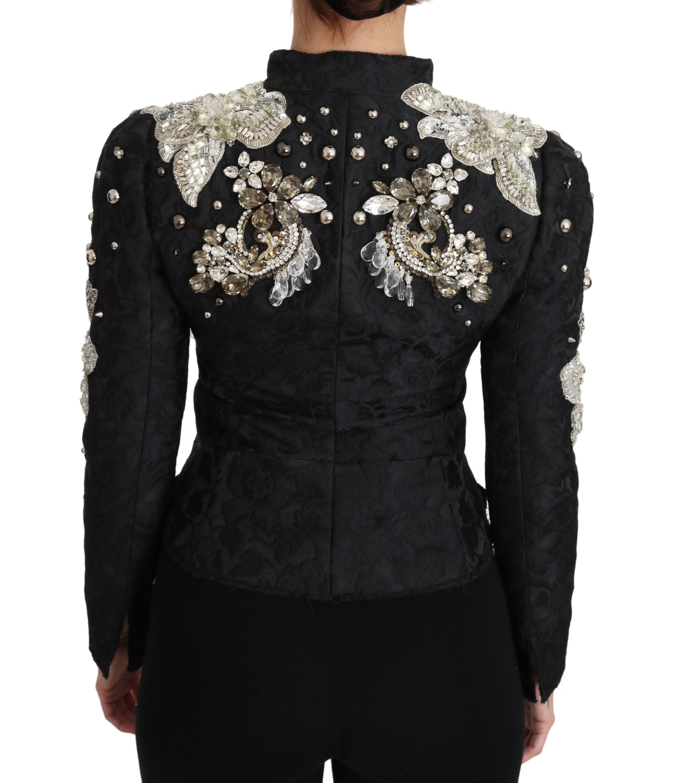Dolce & Gabbana Dolce & Gabbana Black Jacquard Crystal Floral Women's Jacket