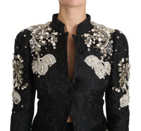 Dolce & Gabbana Dolce & Gabbana Black Jacquard Crystal Floral Women's Jacket