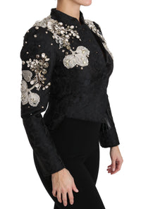 Dolce & Gabbana Dolce & Gabbana Black Jacquard Crystal Floral Women's Jacket