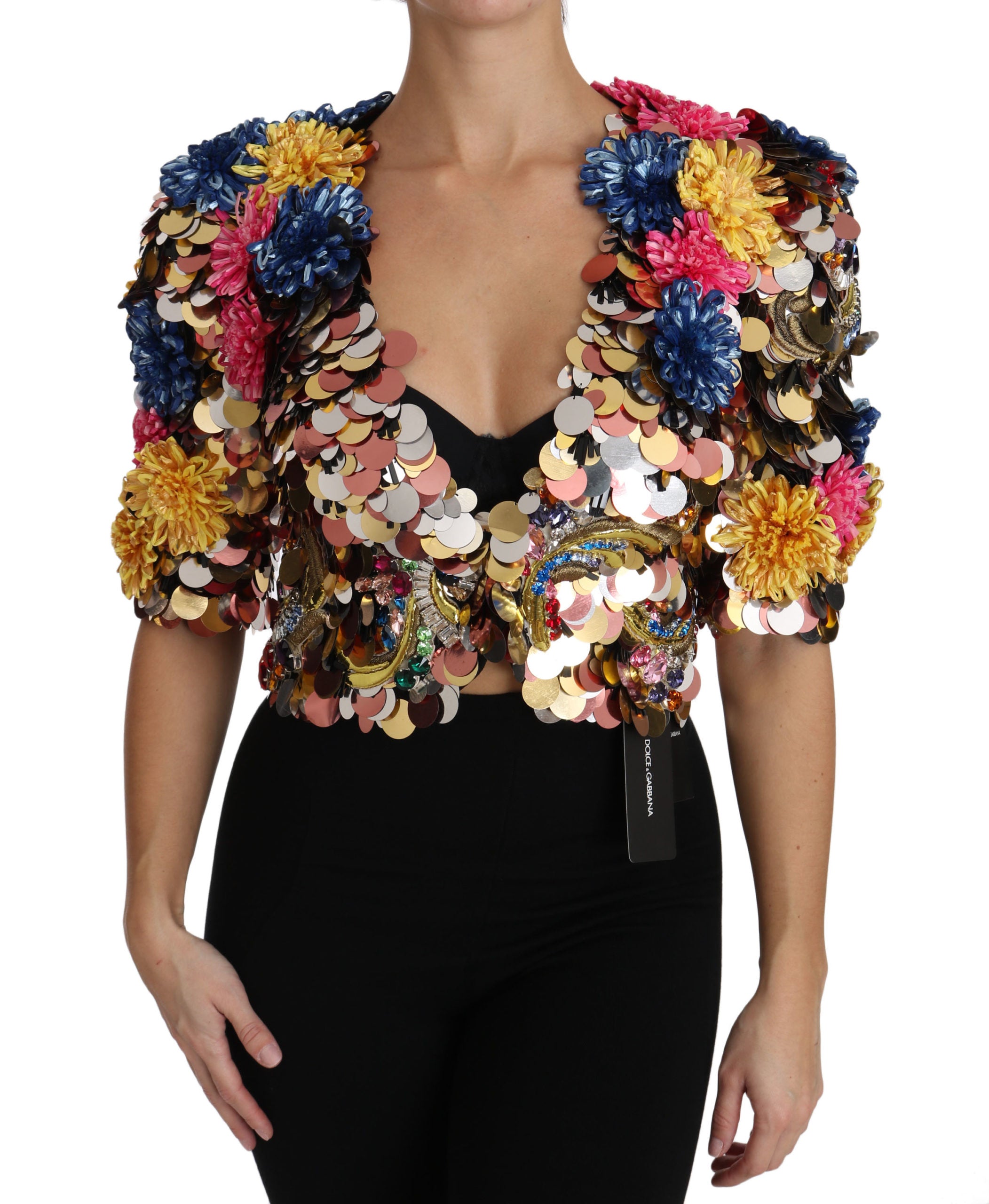 Dolce & Gabbana Dolce & Gabbana Crystal Sequined Floral Jacket Women's Coat