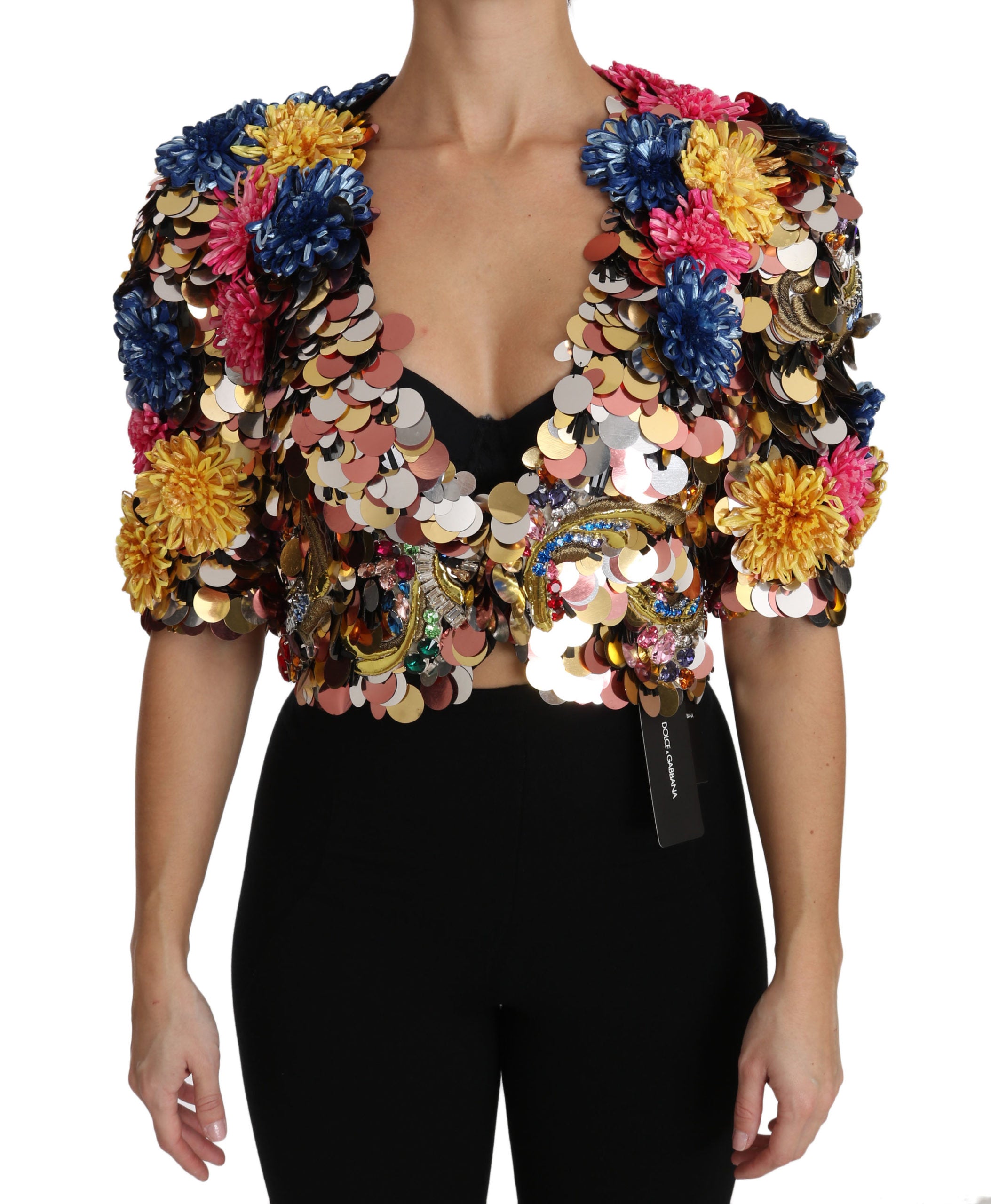 Dolce & Gabbana Dolce & Gabbana Crystal Sequined Floral Jacket Women's Coat