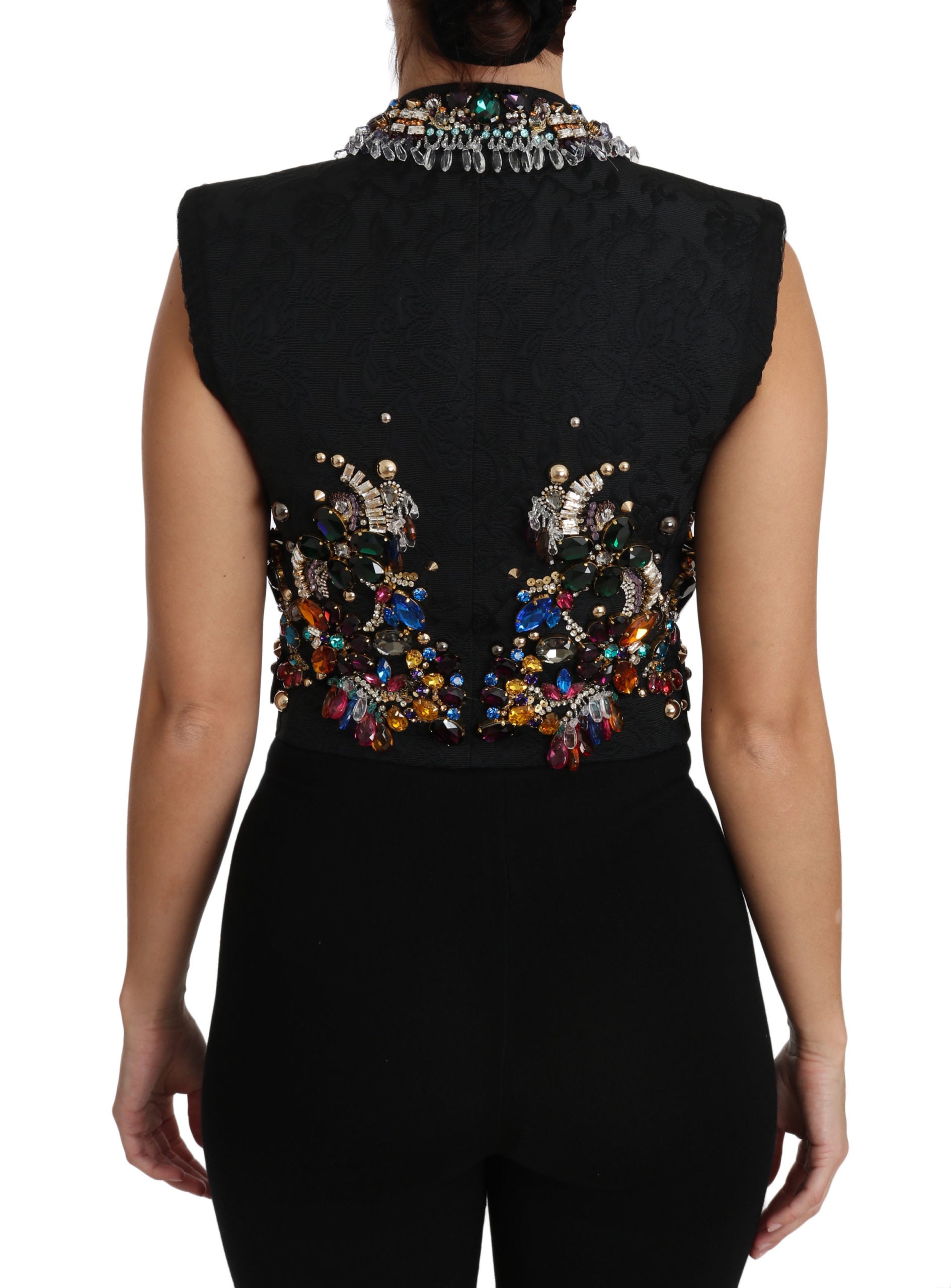 Dolce & Gabbana Dolce & Gabbana Black Crystal Sicily Vest Women's Waistcoat
