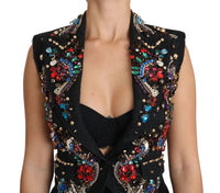 Dolce & Gabbana Dolce & Gabbana Black Crystal Sicily Vest Women's Waistcoat