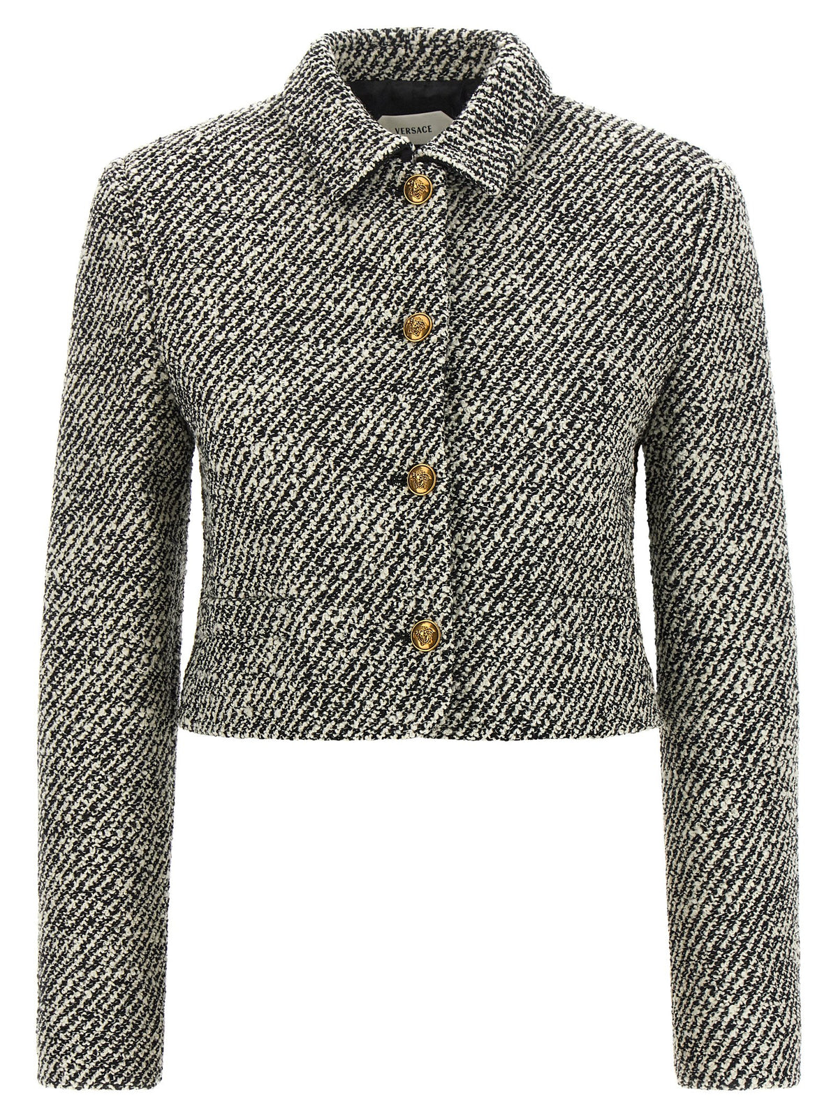 Versace Women Bouclé Wool Blend Blouson Jacket