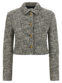 Versace Women Bouclé Wool Blend Blouson Jacket