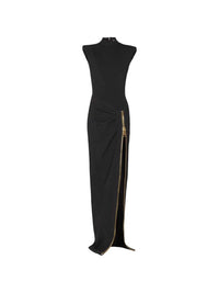 Balmain Women Long Jersey Dress With Leg Slit