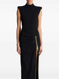 Balmain Women Long Jersey Dress With Leg Slit