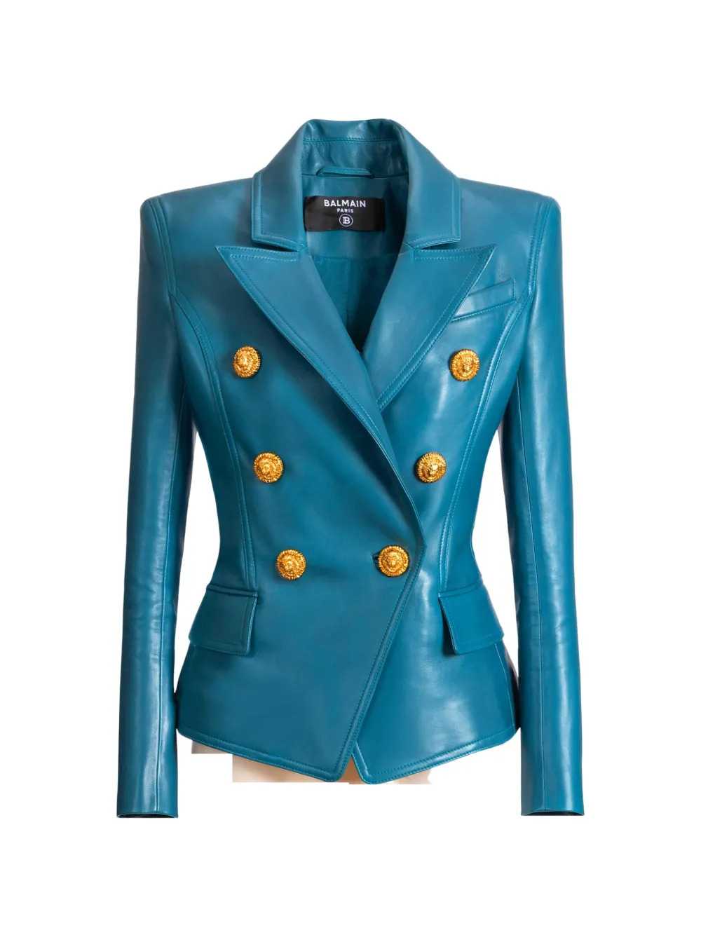 Balmain Women 6-Button Leather Jacket