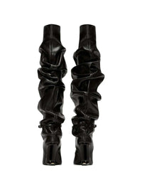 Balmain Women Textured Leather Thigh-High Boots With Tassels
