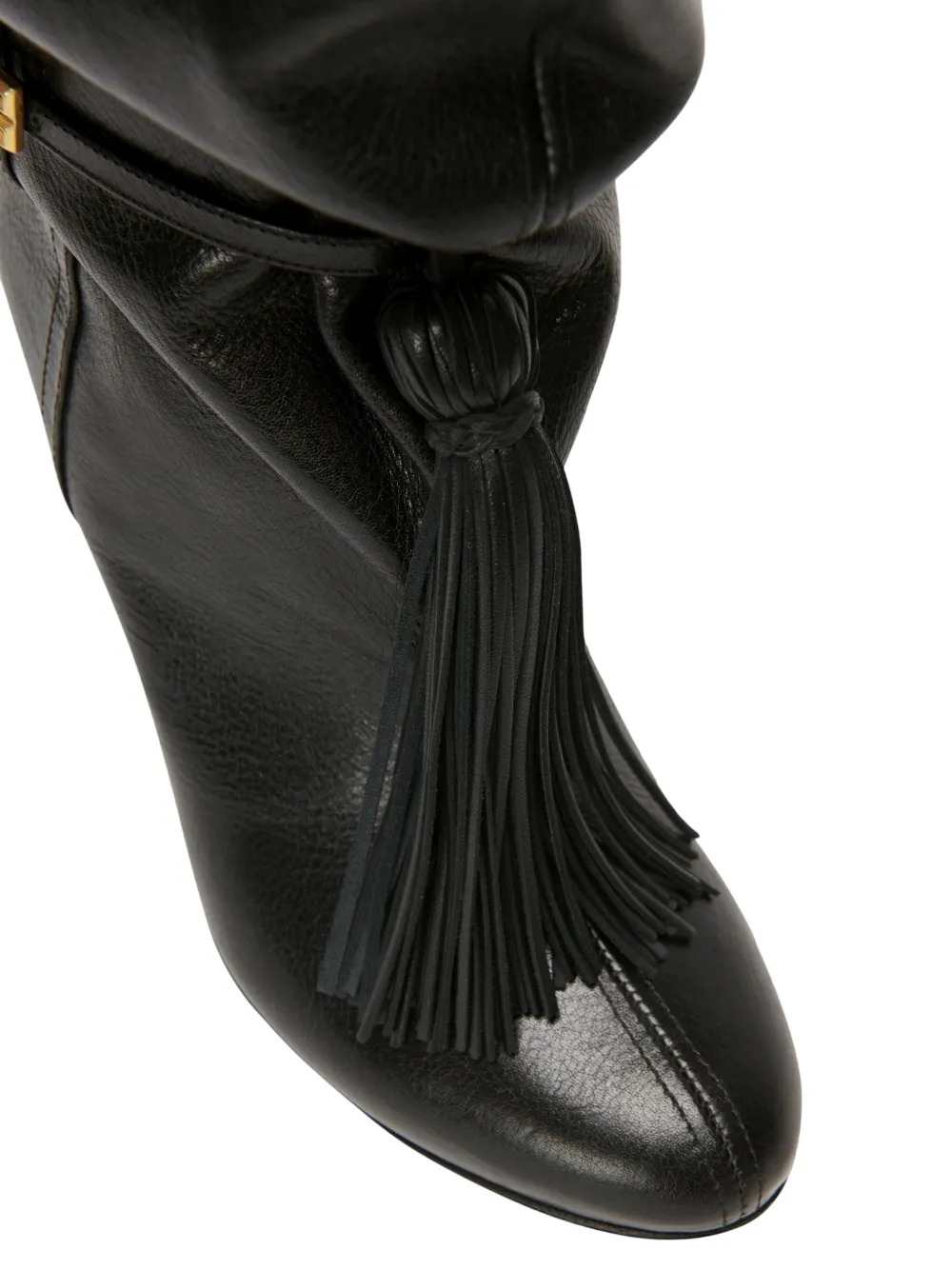 Balmain Women Textured Leather Thigh-High Boots With Tassels