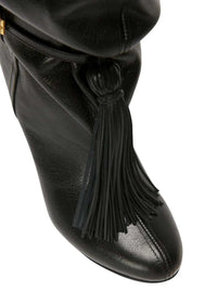 Balmain Women Textured Leather Thigh-High Boots With Tassels