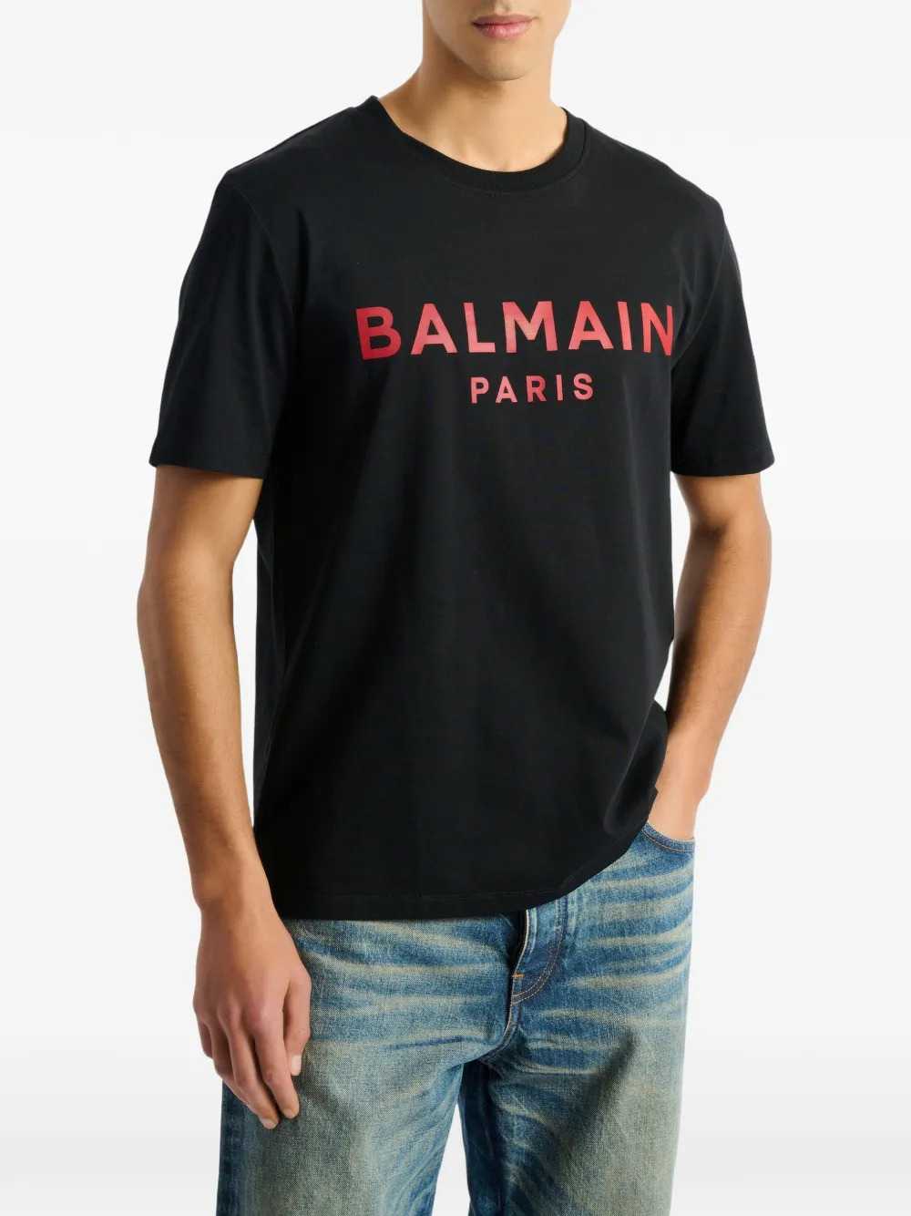Balmain Men Balmain Paris Print T-Shirt