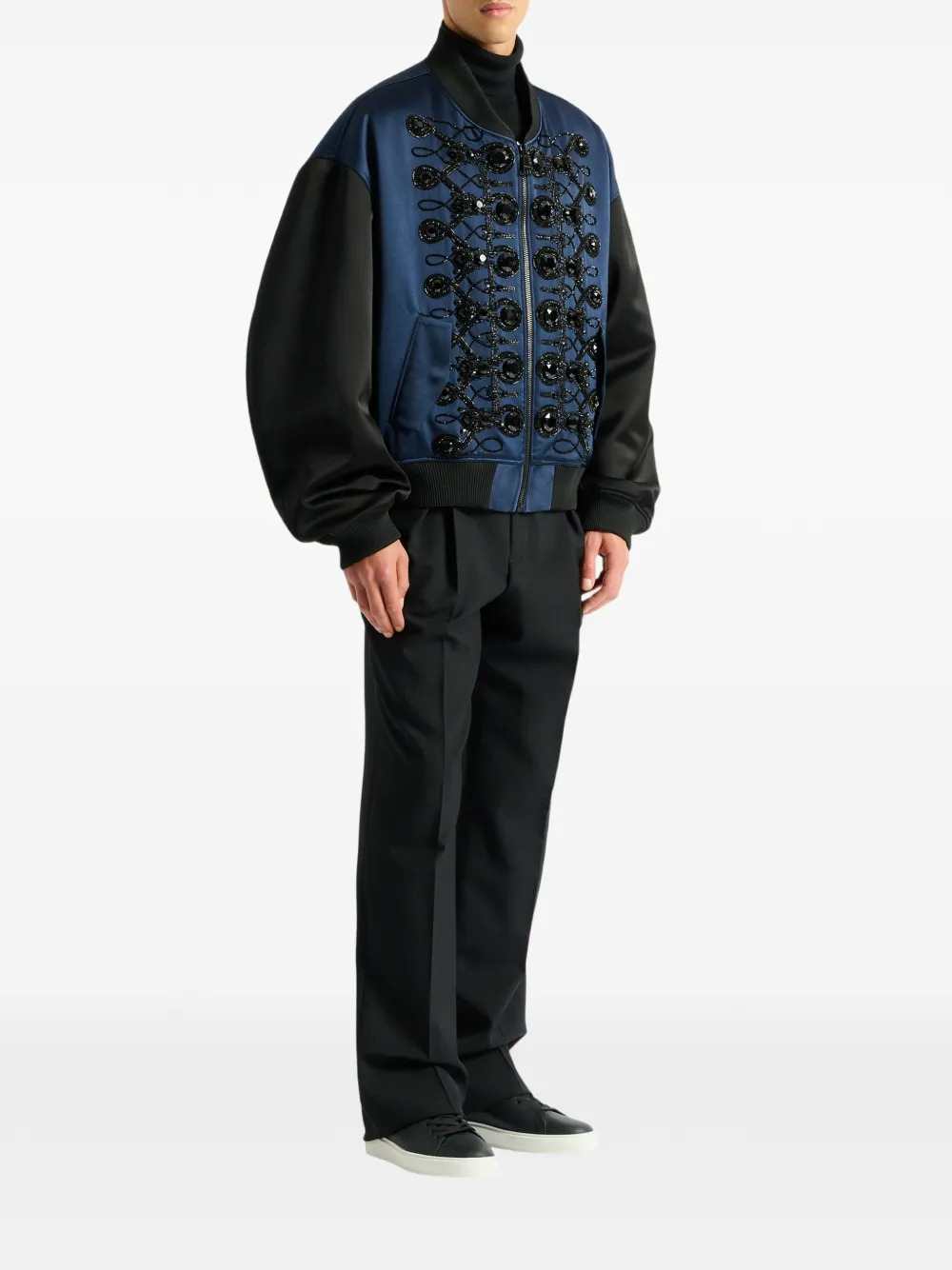 BALMAIN Balmain Men Satin Military Bomber Jacket