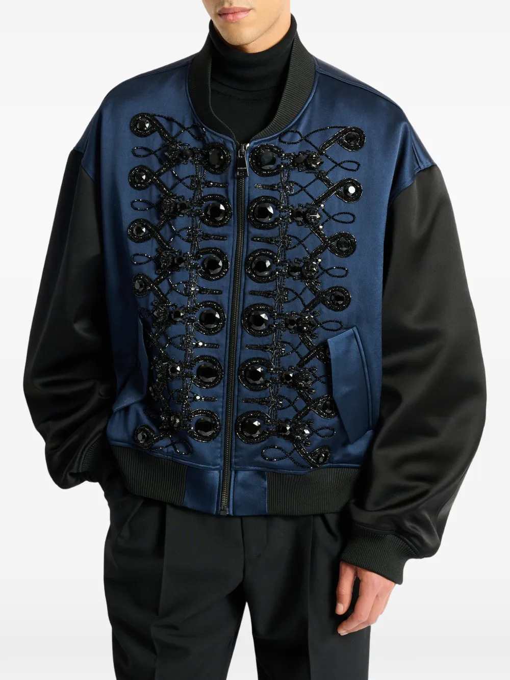 BALMAIN Balmain Men Satin Military Bomber Jacket