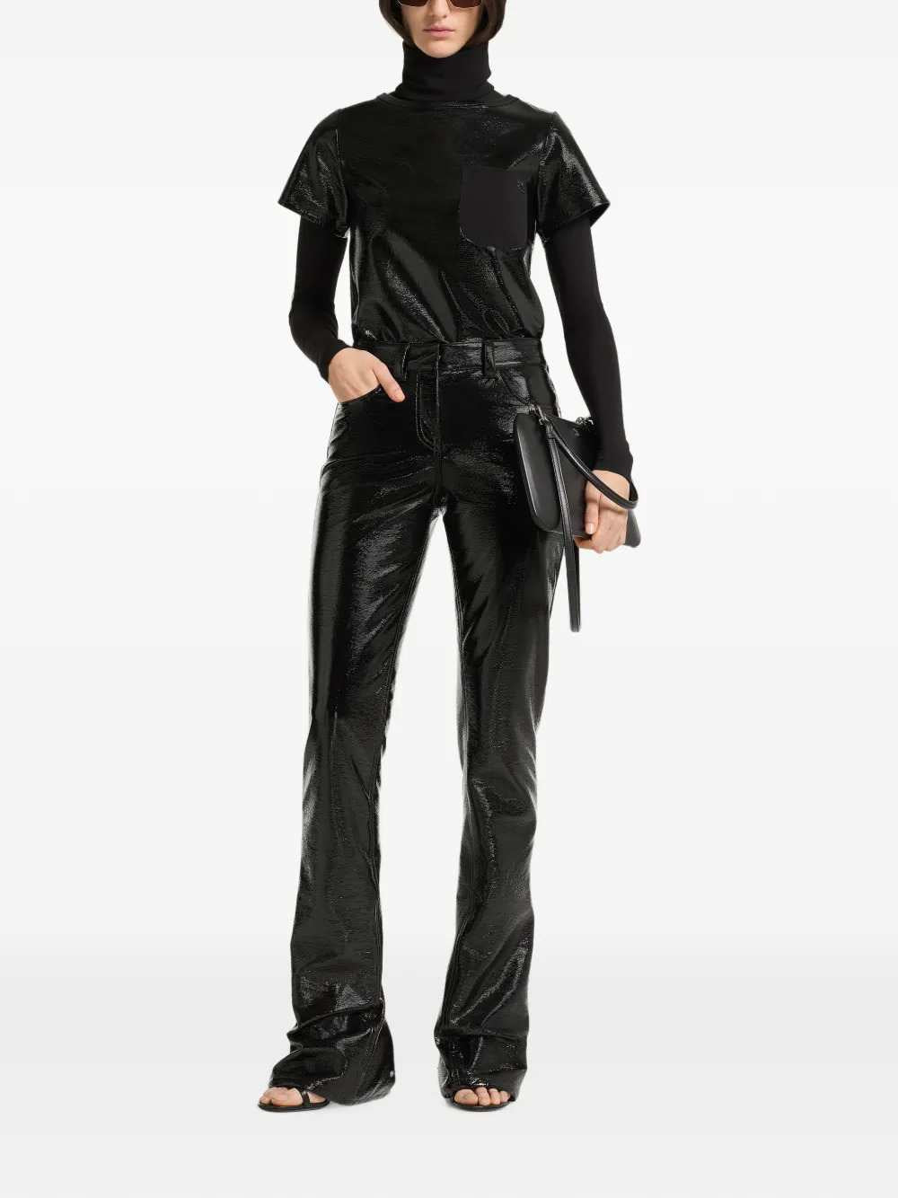 Courreges Women Vinyl-Detail T-Shirt With Pocket