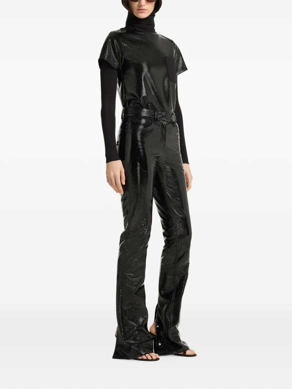 Courreges Women Vinyl-Detail T-Shirt With Pocket