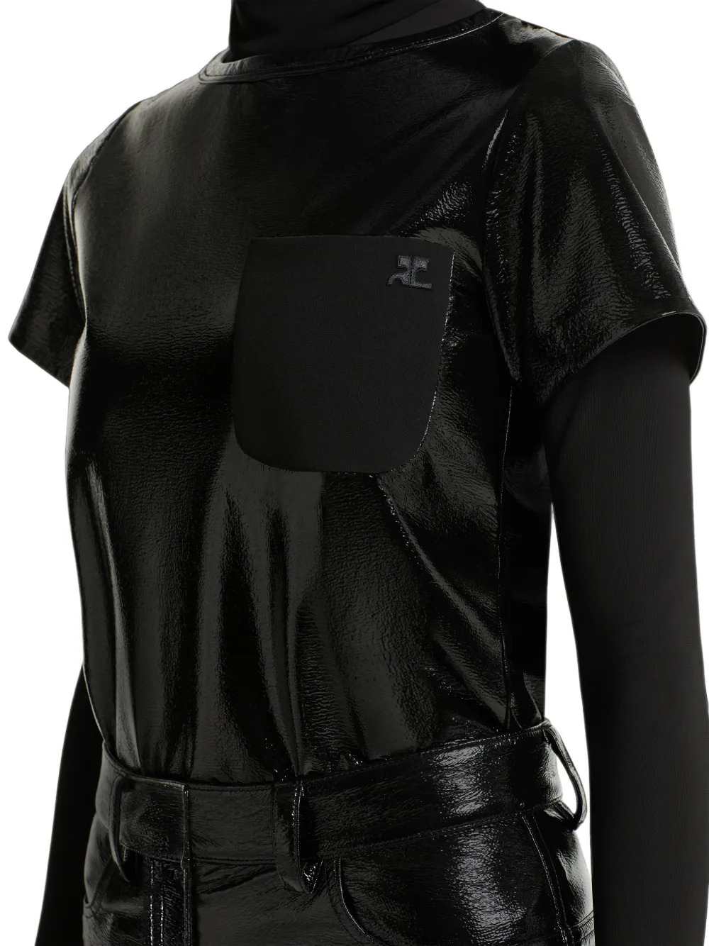 Courreges Women Vinyl-Detail T-Shirt With Pocket