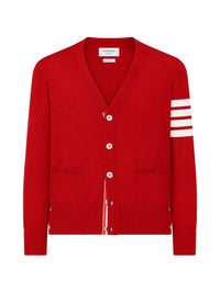 Thom Browne Men Merino Wool Cardigan With 4-Bar Detail