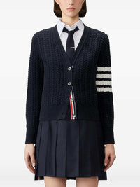 Thom Browne Women Merino Wool Cardigan With 4-Bar Detail