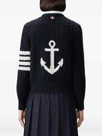 Thom Browne Women Merino Wool Cardigan With 4-Bar Detail