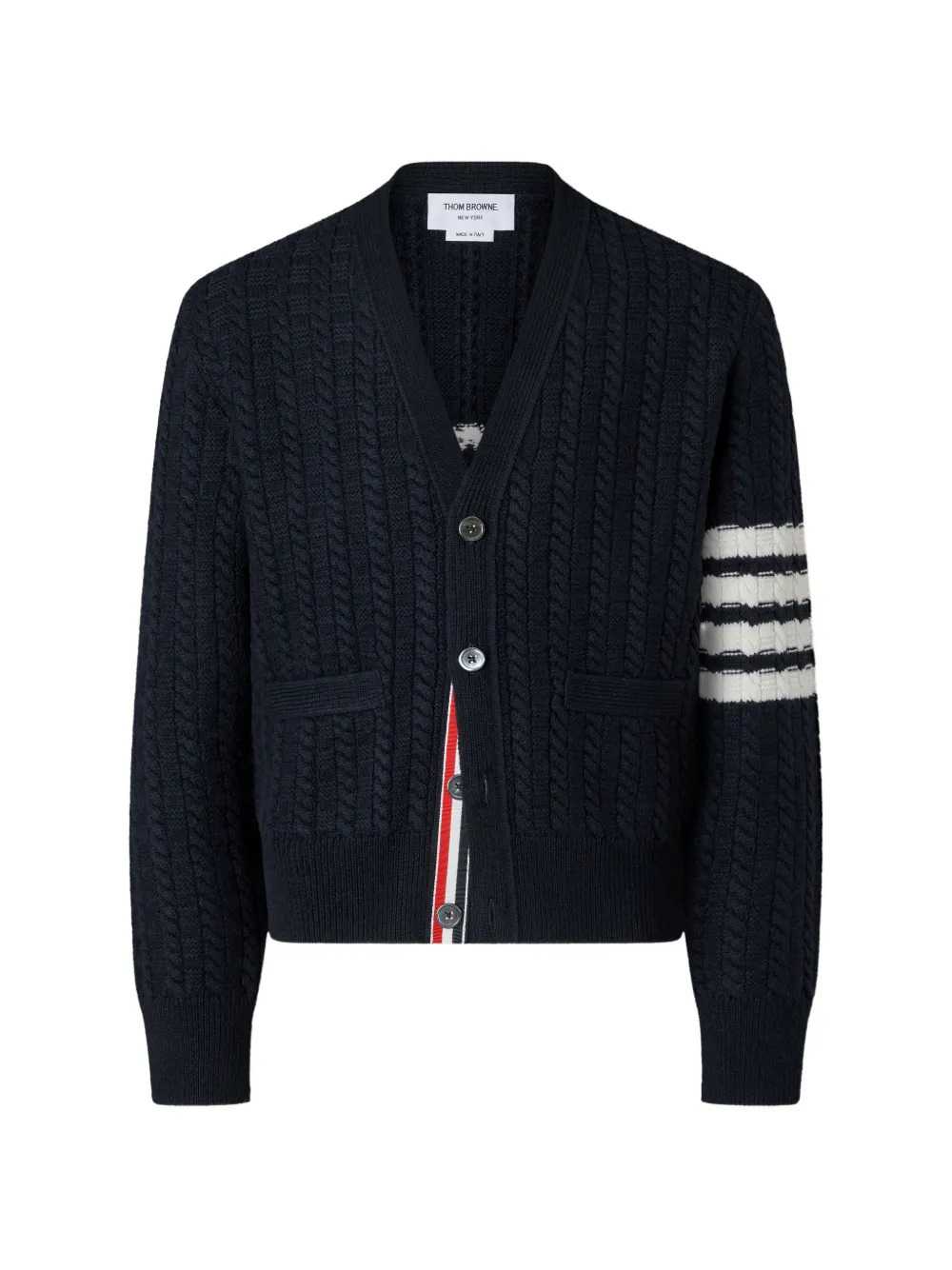 Thom Browne Men Merino Wool Anchor Cardigan With 4-Bar Detail