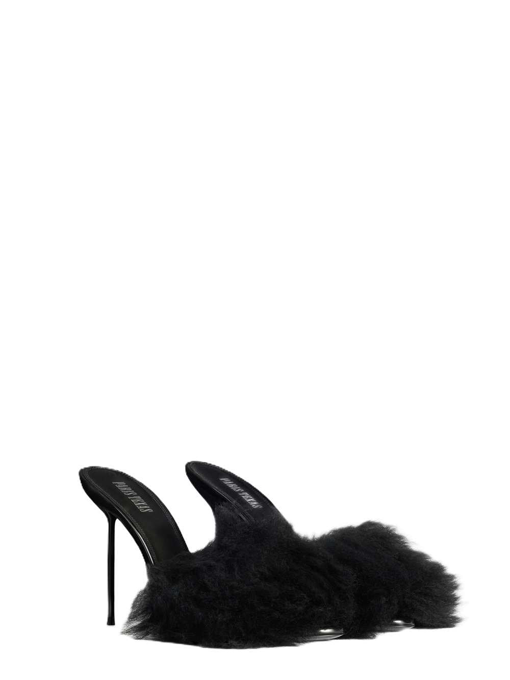 Paris Texas Women Furry Mule In Soft Fur With Patent Leather Inserts