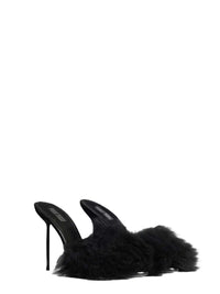 Paris Texas Women Furry Mule In Soft Fur With Patent Leather Inserts