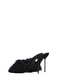 Paris Texas Women Furry Mule In Soft Fur With Patent Leather Inserts
