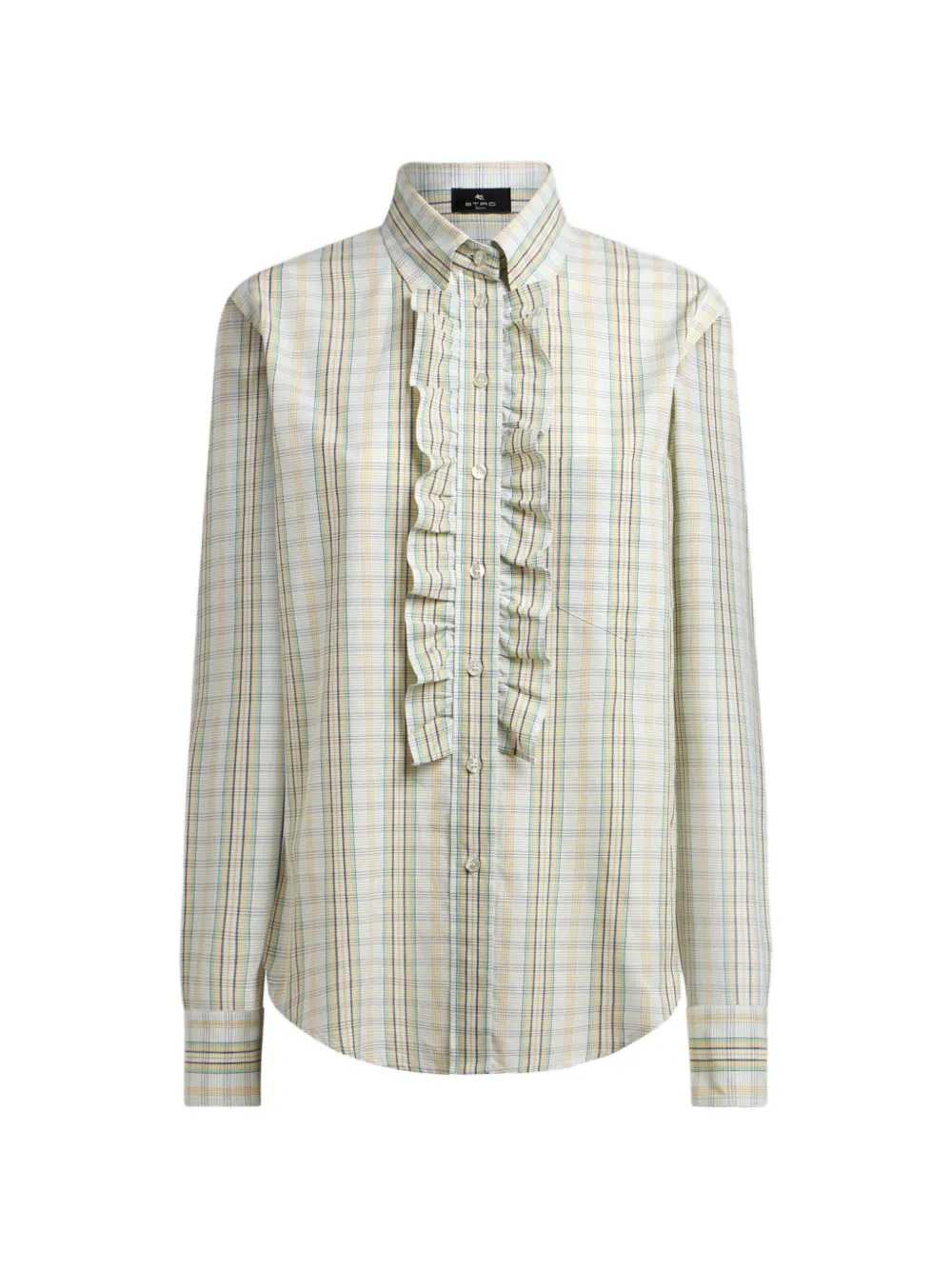 Etro Women Cotton Shirt With A Bib Front And A Checkered Pattern