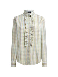Etro Women Cotton Shirt With A Bib Front And A Checkered Pattern