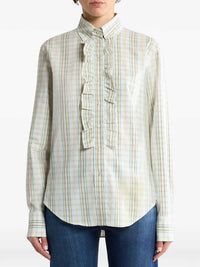 Etro Women Cotton Shirt With A Bib Front And A Checkered Pattern