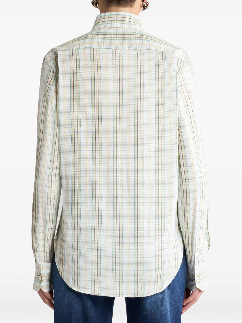Etro Women Cotton Shirt With A Bib Front And A Checkered Pattern