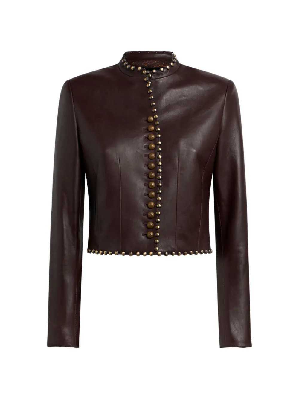 Etro Women Studded Cropped Leather Jacket