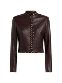 Etro Women Studded Cropped Leather Jacket