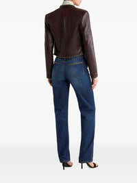 Etro Women Studded Cropped Leather Jacket