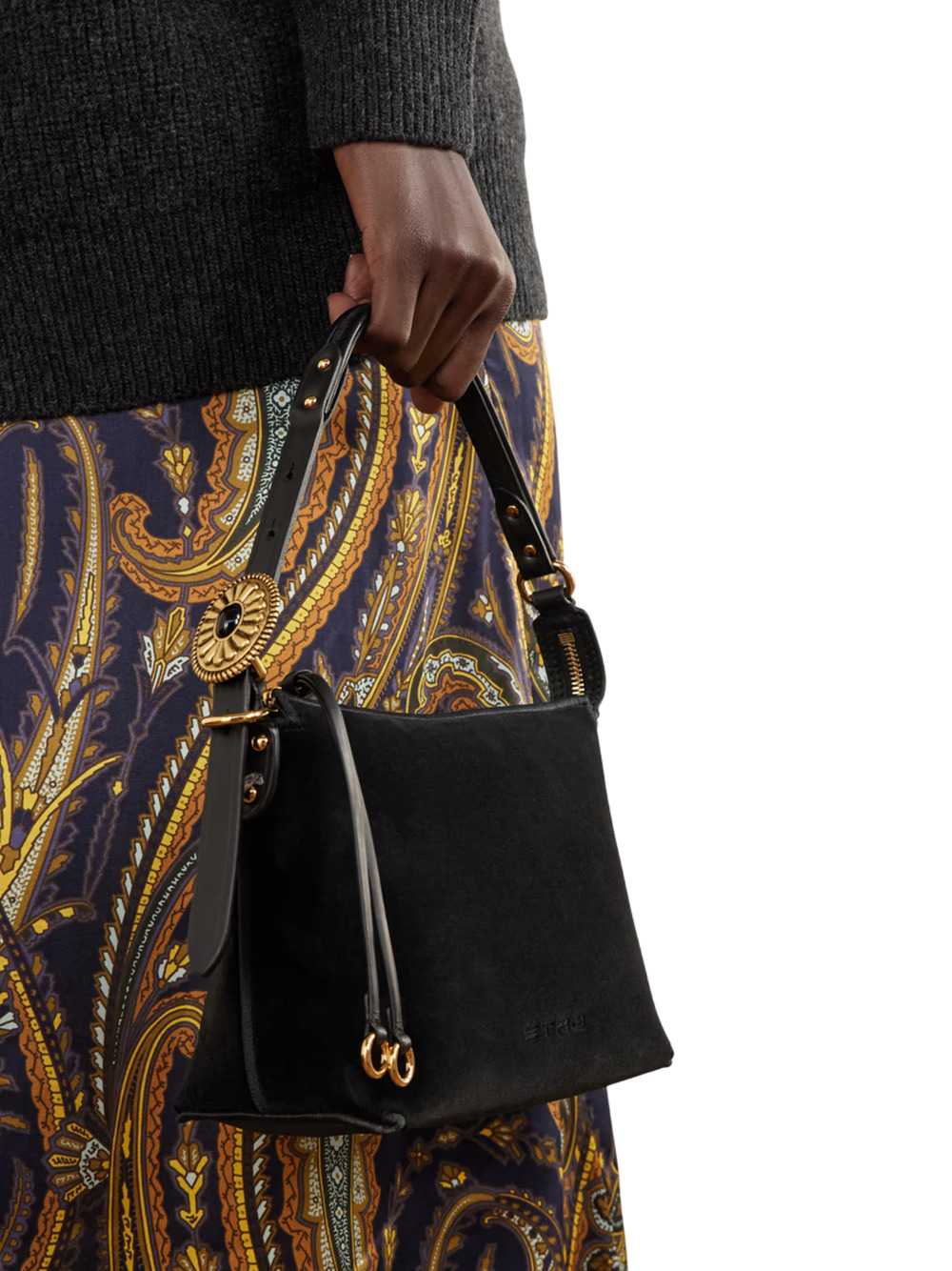 Etro Women Hobo-Style Shoulder Bag, Size S, In Velvet, 22X15x10